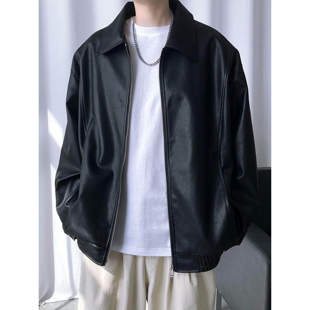 香港真皮皮衣外套男冬季加绒加厚痞帅皮夹克休闲百搭男机车服黑色