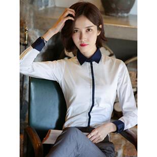 欧洲站白衬衫女士设计利基商务穿长袖秋冬修身正式优雅上衣