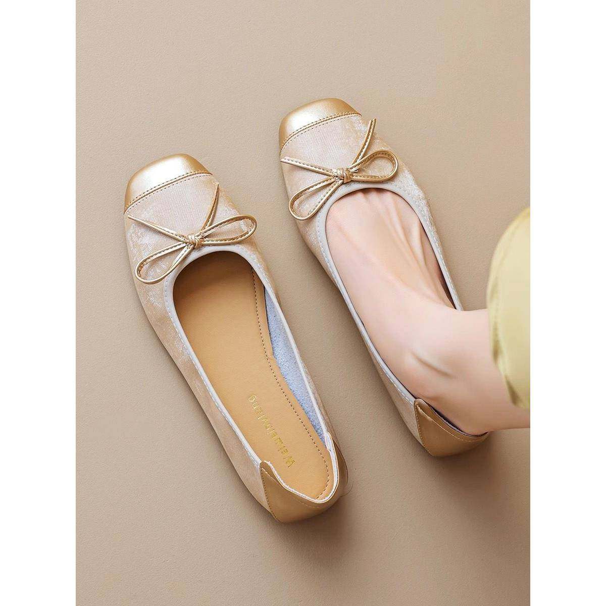 香港蝴蝶结平底单鞋女2025年秋季新款软底芭蕾鞋不累脚外穿小皮鞋,女鞋,浅口单鞋,淘宝优惠券,粉丝福利购,淘宝优惠卷