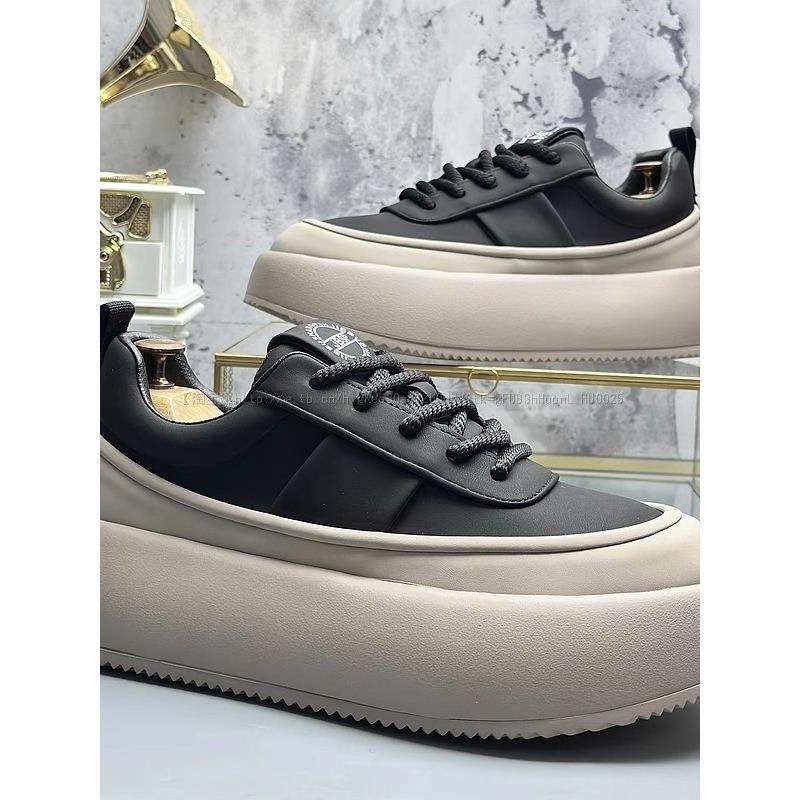 潮牌男鞋春秋季新款时尚休闲厚底百搭面包鞋低帮软底韩版增高板鞋