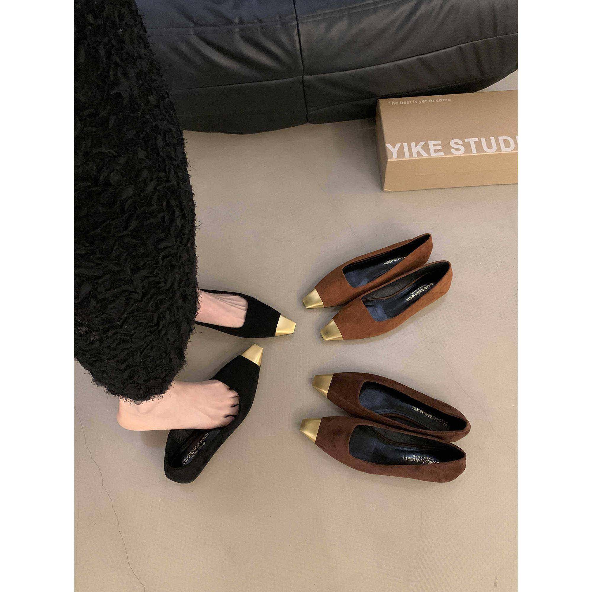 法式气质名媛金属单鞋女2025新款春秋尖头平底小香风通勤晚晚鞋潮