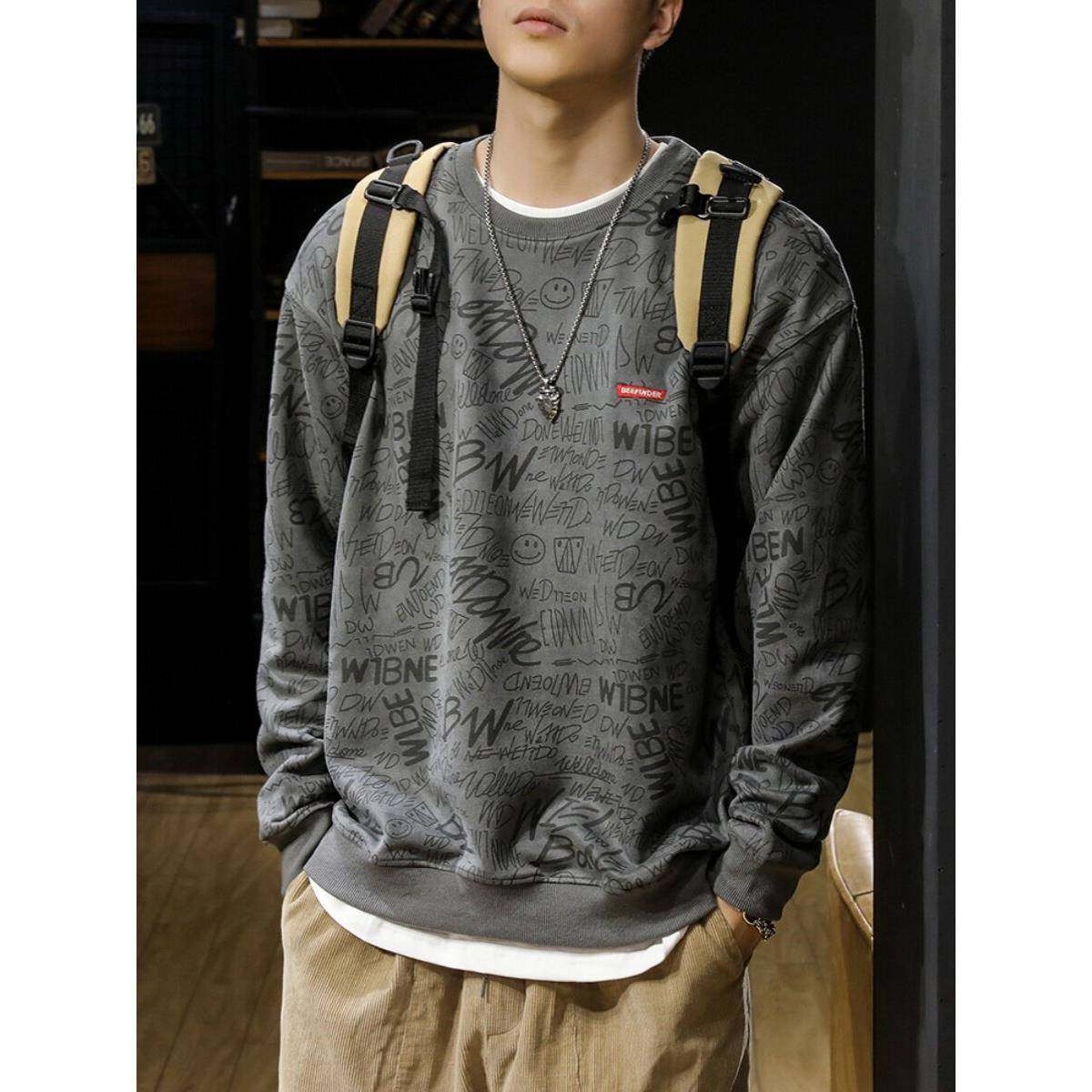 潮牌it neith BIAS美式宽松涂鸦卫衣男大码秋冬港风潮流百搭加绒,男装,羽绒马甲,淘宝优惠券,粉丝福利购,淘宝优惠卷