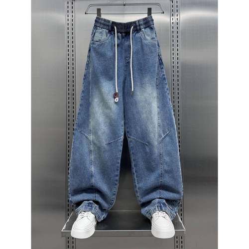 MAROLIO~版型超赞！潮流宽松阔腿弯刀裤男2025春季新款水洗牛仔裤