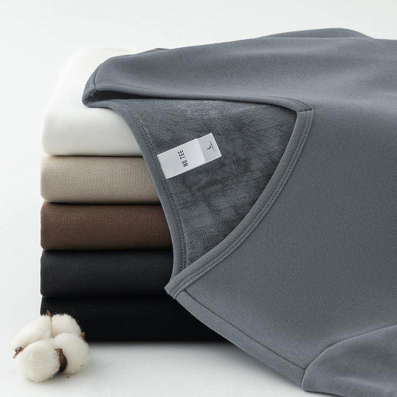 MAROLIO~男士内搭打底衫秋冬季加绒加厚长袖t恤男V领保暖磨毛秋衣