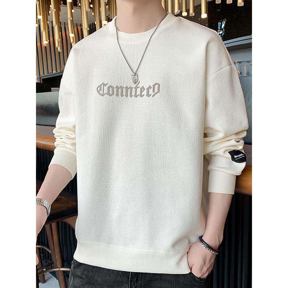 潮牌卫衣男款春秋2025新款高级感圆领宽松长袖t恤男休闲打底上衣