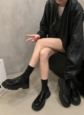 香港覆古百搭厚跟黑色便鞋夏日女鞋英国小皮鞋Jk鞋