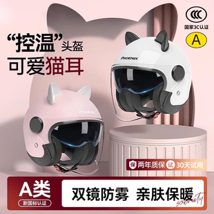 凤凰3C认证电动车头盔女士冬季保暖摩托男安全帽四季通用冬天全盔