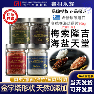 希腊梅索隆吉salt odyssey海盐调味品晶片100g柠檬大蒜黑色烟熏