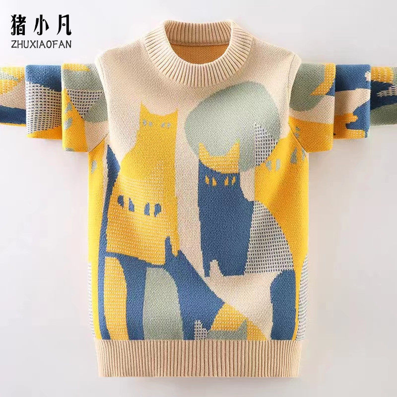 男童毛衣2025秋冬新款洋气拼色纯棉儿童线衣中大童加绒加厚针织衫,童装/婴儿装/亲子装,毛衣/针织衫,淘宝优惠券,粉丝福利购,淘宝优惠卷