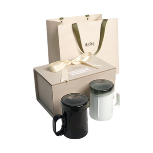 飞形物马克杯滤茶杯Ringmug指环带盖陶瓷茶杯子情侣礼物盒