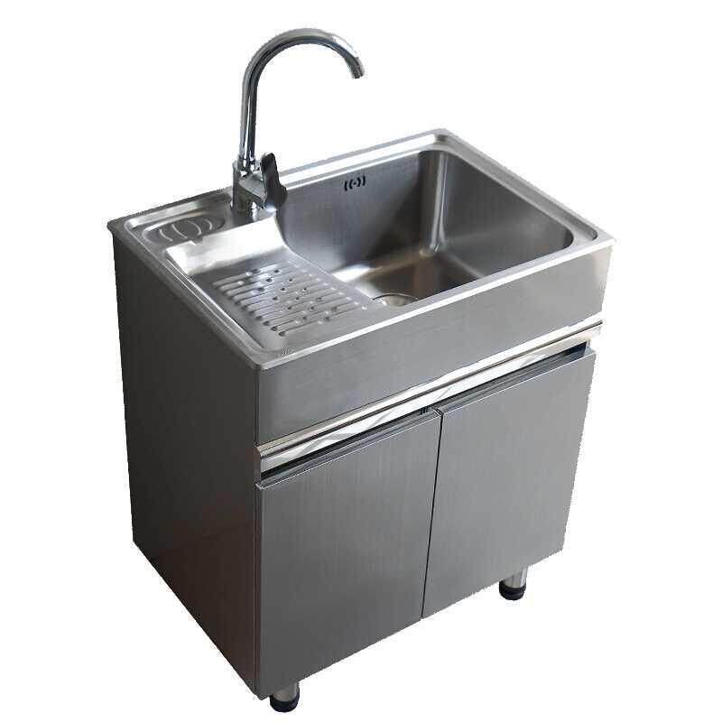 厨房304不锈钢水槽洗q菜盆洗碗池阳台洗衣台盆落地式一体组合柜u.