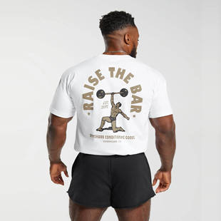 核心肌地 健身健美运动精梳棉宽松透气上衣T恤 Gym鲨鱼阿诺德短袖