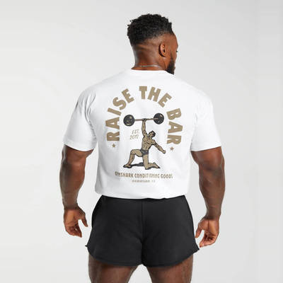 核心肌地 Gym鲨鱼阿诺德短袖健身健美运动精梳棉宽松透气上衣T恤