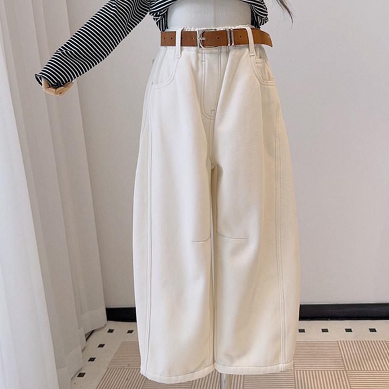 女童白色一体绒牛仔裤2025冬季新款韩版休闲中大童宽松阔腿弯刀裤,童装/婴儿装/亲子装,儿童牛仔裤,淘宝优惠券,粉丝福利购,淘宝优惠卷