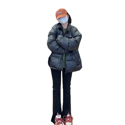 女童黑色微喇叭开叉牛仔裤