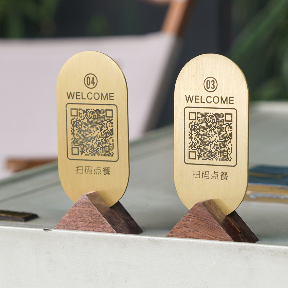 桌号牌立式定制双面餐厅桌面留座二维码扫码点餐桌牌展示台牌创意