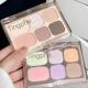 蝴蝶结六色眼影盘低饱和珠哑光灰粉大地色高光腮红修容一体伪素颜