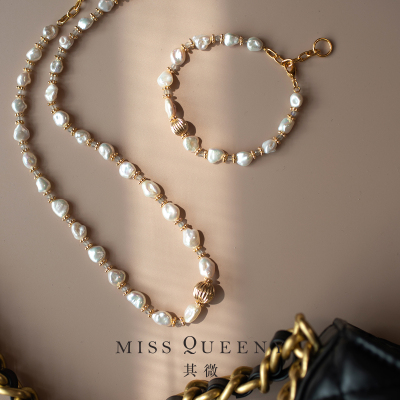 Miss Queeny其微|流金岁月淡水巴洛克金球项链手链拉长石精致简约