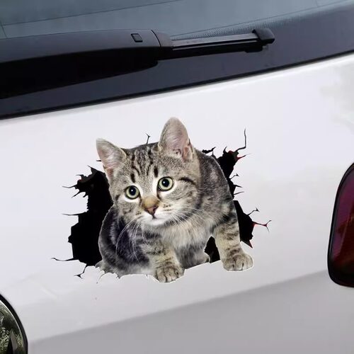 3D立体猫咪车身贴纸划痕遮挡