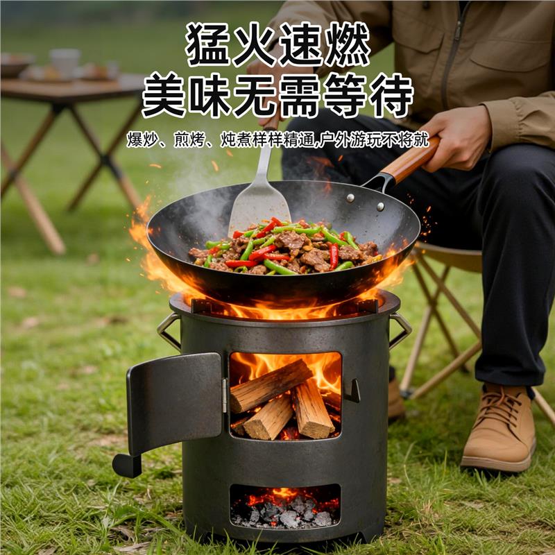 新款柴火炉灶户外便携柴火灶新款烧木柴农村家用小型炭火炉多功能