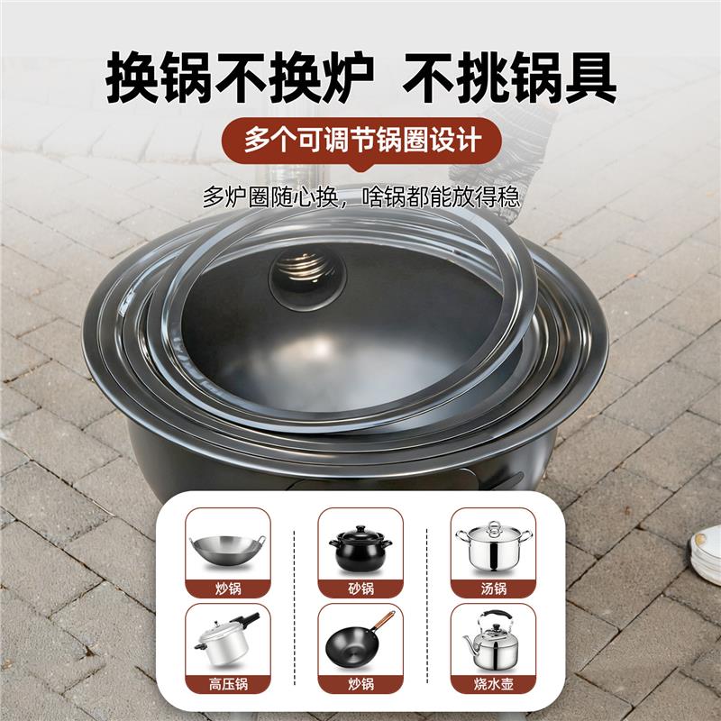 新款户外柴火炉铁锅露营烧烤柴火灶便携围炉家用烧木柴新款农村地