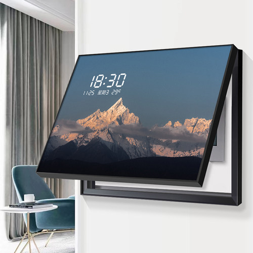 日照金山电表箱装饰画2025新款led钟表挂钟万年历电闸箱遮挡挂画