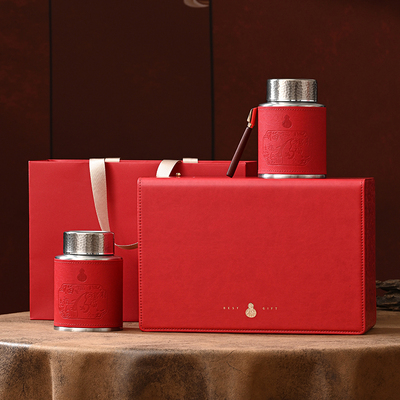 高档不锈钢茶叶罐皮盒空盒