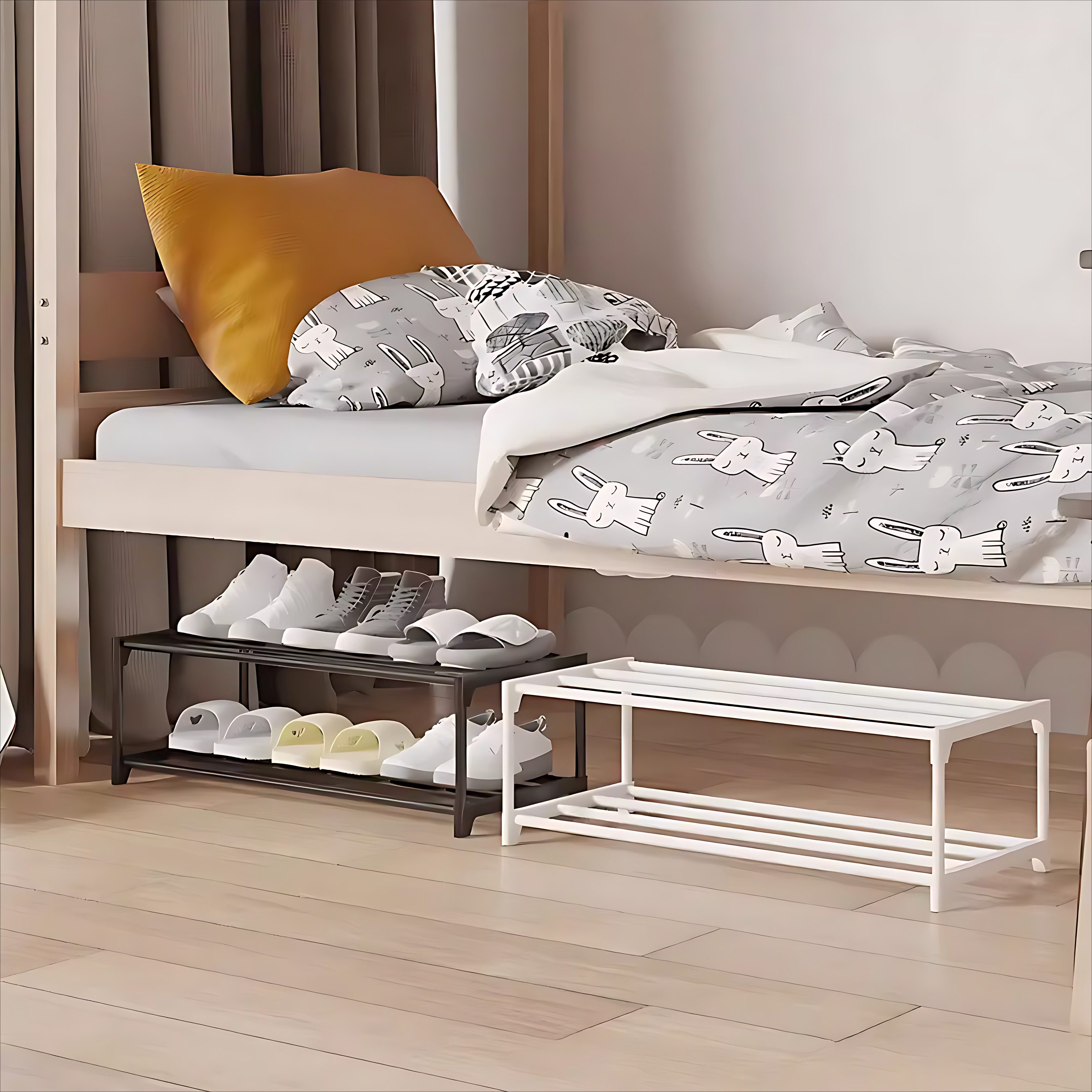 鞋架宿舍床下床底寝室小型大学两层学生简易下铺双层小窄桌下鞋柜