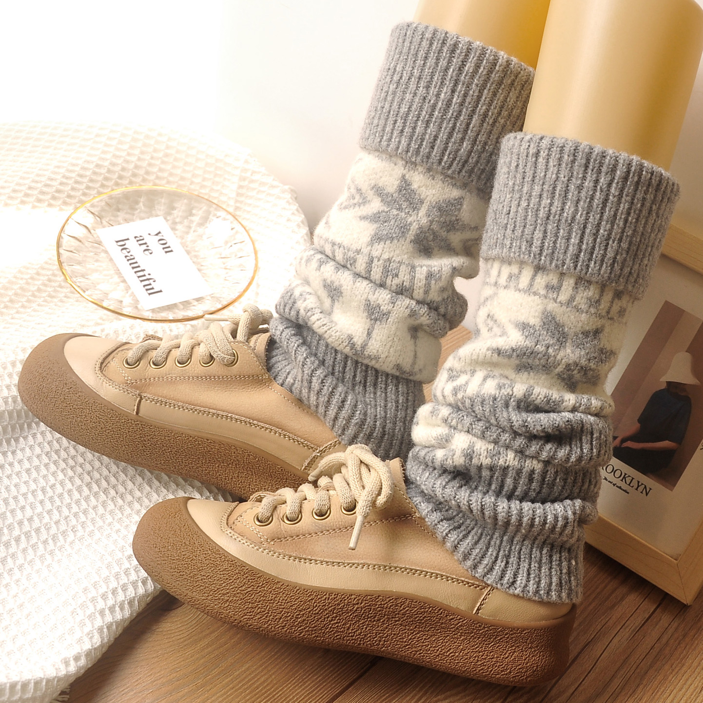 日系羊毛袜套女秋冬季加厚保暖长筒袜叠穿修饰腿型堆堆袜雪地靴袜