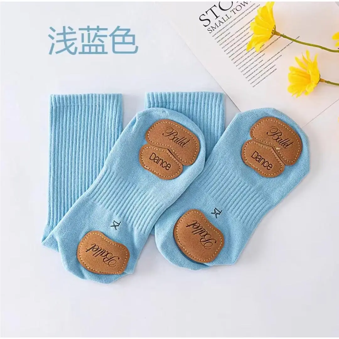 女童舞蹈袜防滑皮底现代舞地板袜跳舞练功加厚中筒袜现代舞芭蕾袜