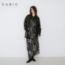 CUBIC复古黑色保暖时髦翻领鸭绒宽松高级感皮衣羽绒服外套DC6045