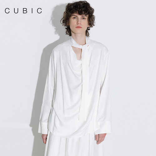 CUBIC丝光感飘带荡领衬衫