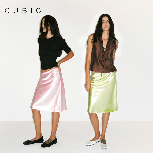CUBIC印花水光缎垂坠A字半裙