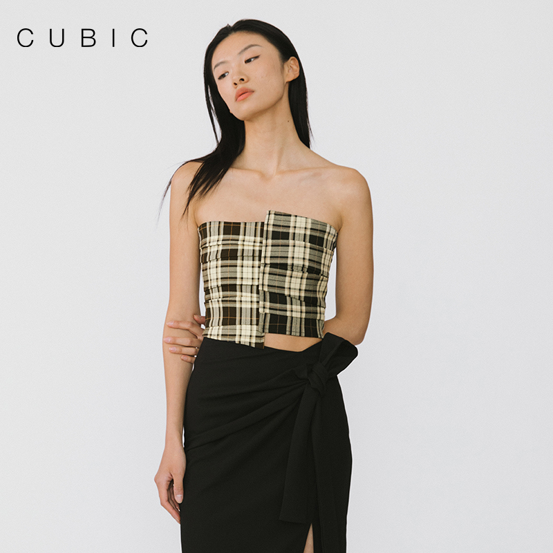CUBIC抹胸上衣经典格纹