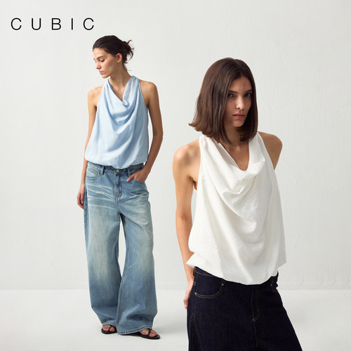CUBIC夏季莱赛尔混纺挂脖背心