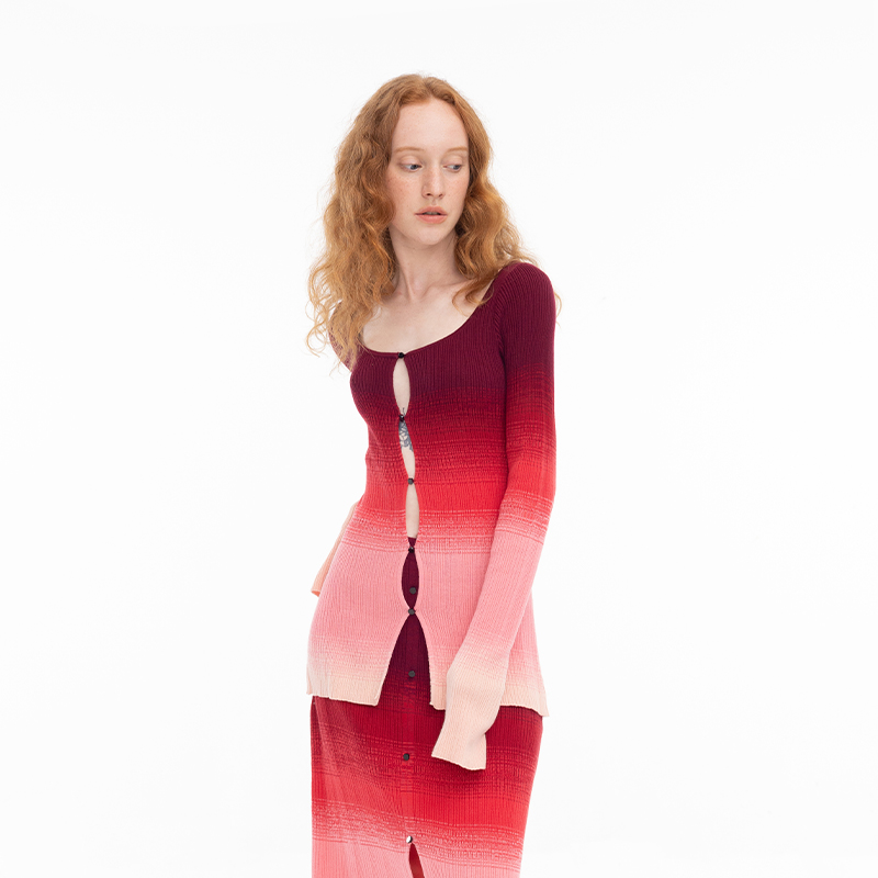 CUBIC针织衫开衫渐变色外套