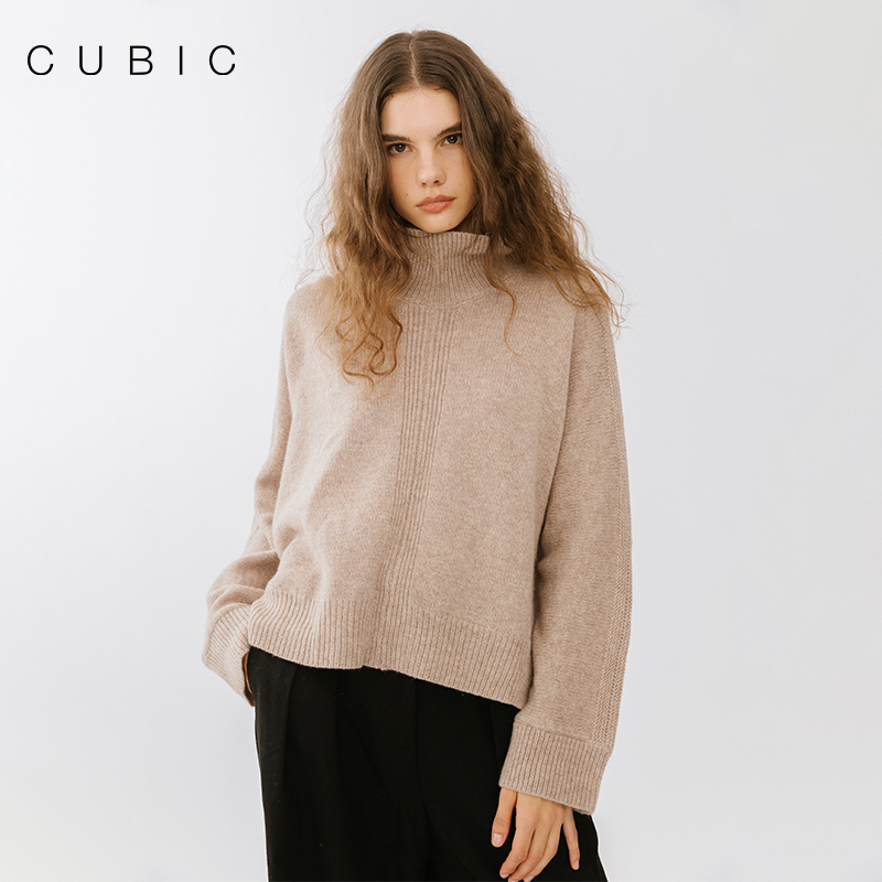CUBIC纯羊毛休闲高领毛衣