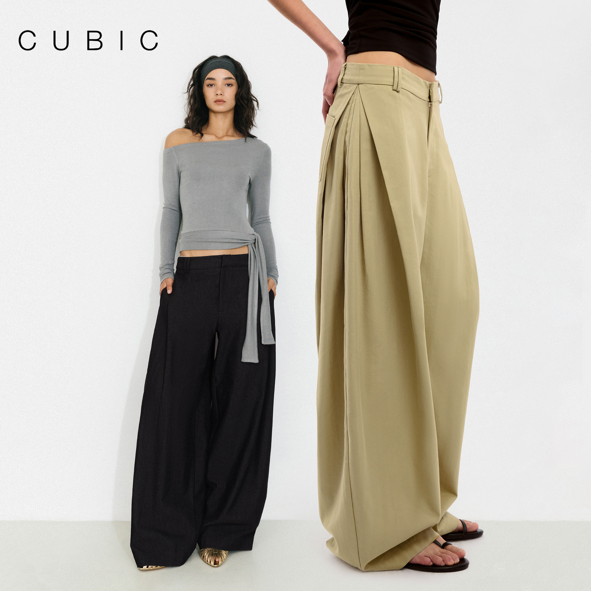CUBIC复古摩登宽松廓形裤子休闲基础阔腿裤EP2001