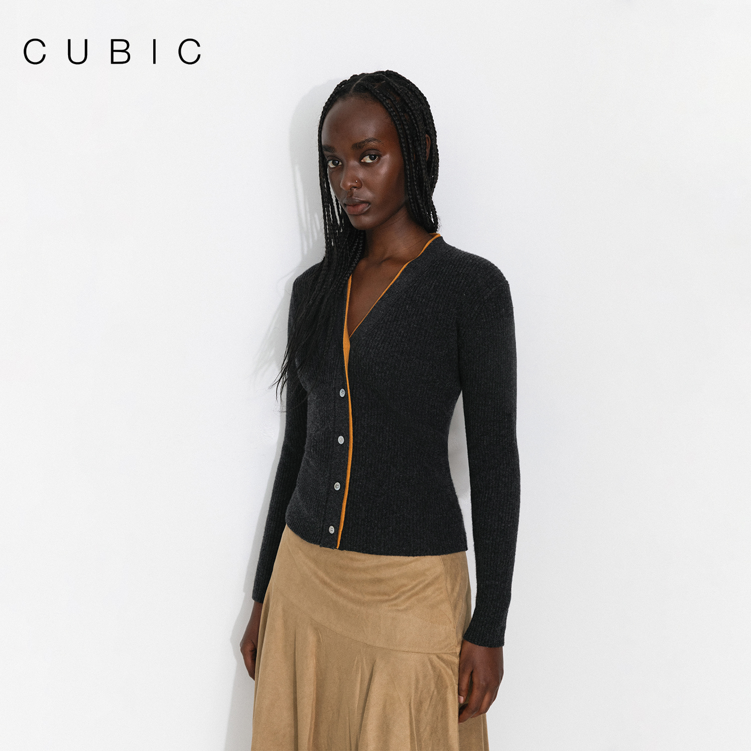 CUBIC经典高级撞色羊毛针织衫