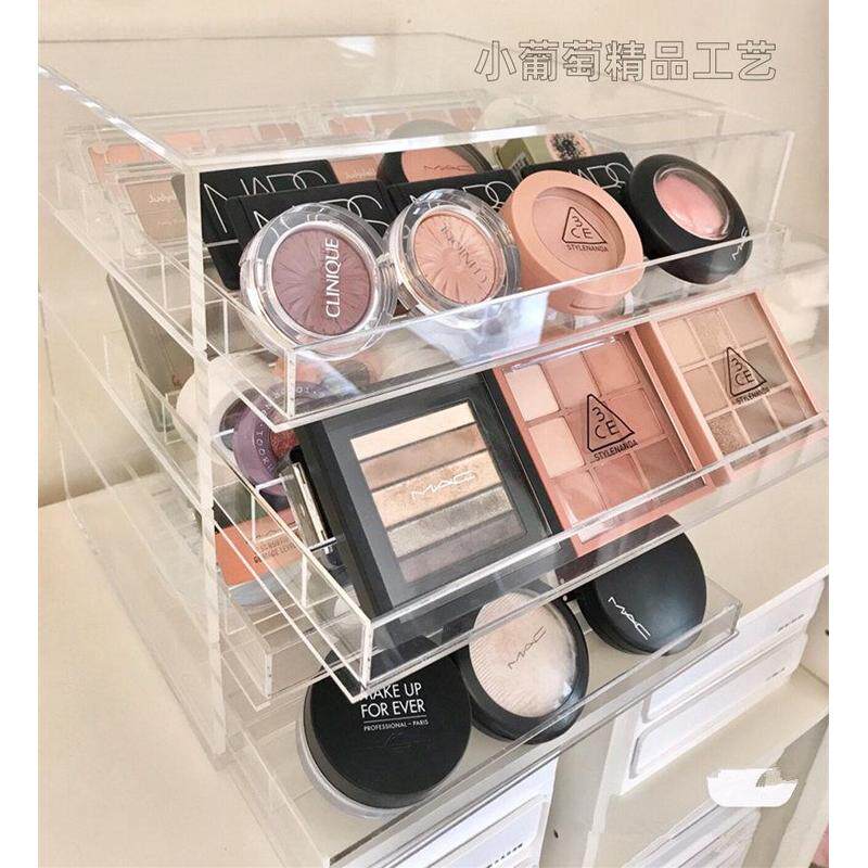 抖音压克力眼影收纳盒化妆品桌面抽屉款气垫粉饼口红置物架多层大