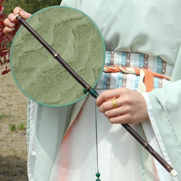 腰扇可卷扇子团扇可折叠长柄古风女仙气夏天凉快古典汉服旗袍舞蹈