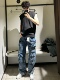 水洗牛仔 神裤 平替25ss工装 口袋拉链机能牛仔裤 秋休闲阔腿男女