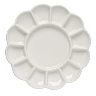 陶瓷调色盘水彩中国画美术生专用绘画颜料盘白瓷仿瓷油画丙烯画水粉颜料儿童画画调色碟迷你梅花陶瓷盘调色板