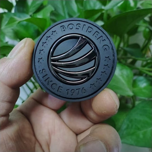 羽绒服波登标志logo贴金属硅胶5cm魔术贴刺绣补丁贴圆形潮牌标