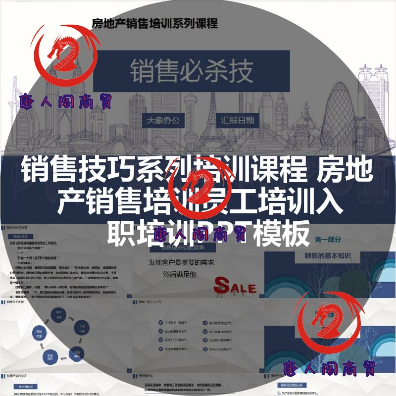 销售技巧系列培训课程 房地产销售培训员工培训入职培训PPT模板
