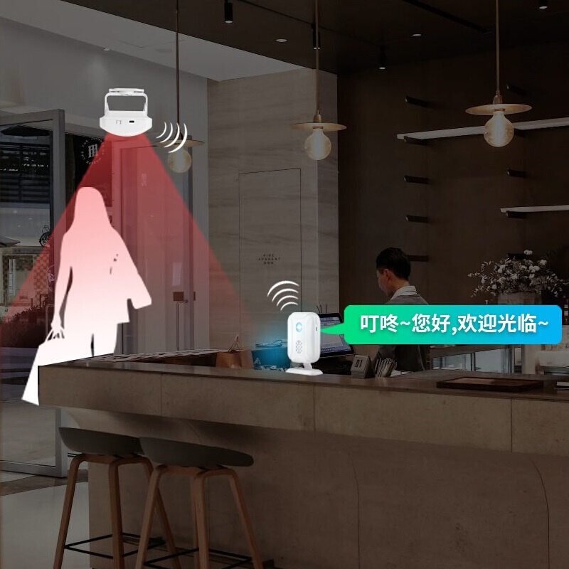 。定制语音播报门铃感应器欢迎光临人体迎宾器红外手机店无线进门