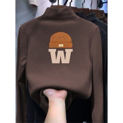 全纯棉男女童装加绒厚内搭打底衫秋冬大儿童半高领长袖T恤秋衣单