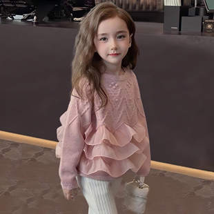 全棉女童毛衣2025新款针织上衣甜美公主风柔软亲肤小女孩秋冬装打