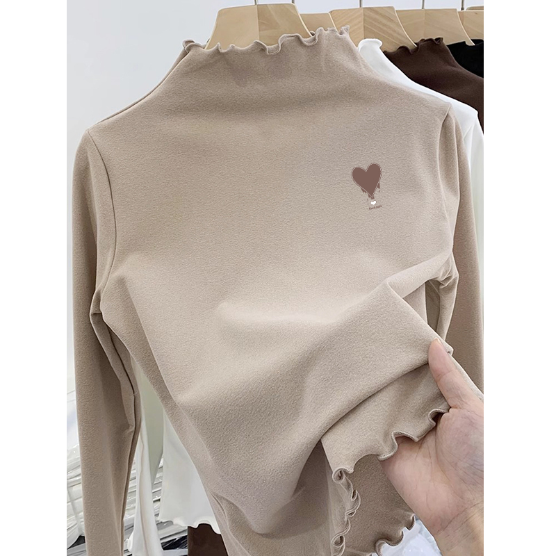 全纯棉女童德绒半高领打底衫秋冬装大儿童衣服加厚保暖内搭长袖T