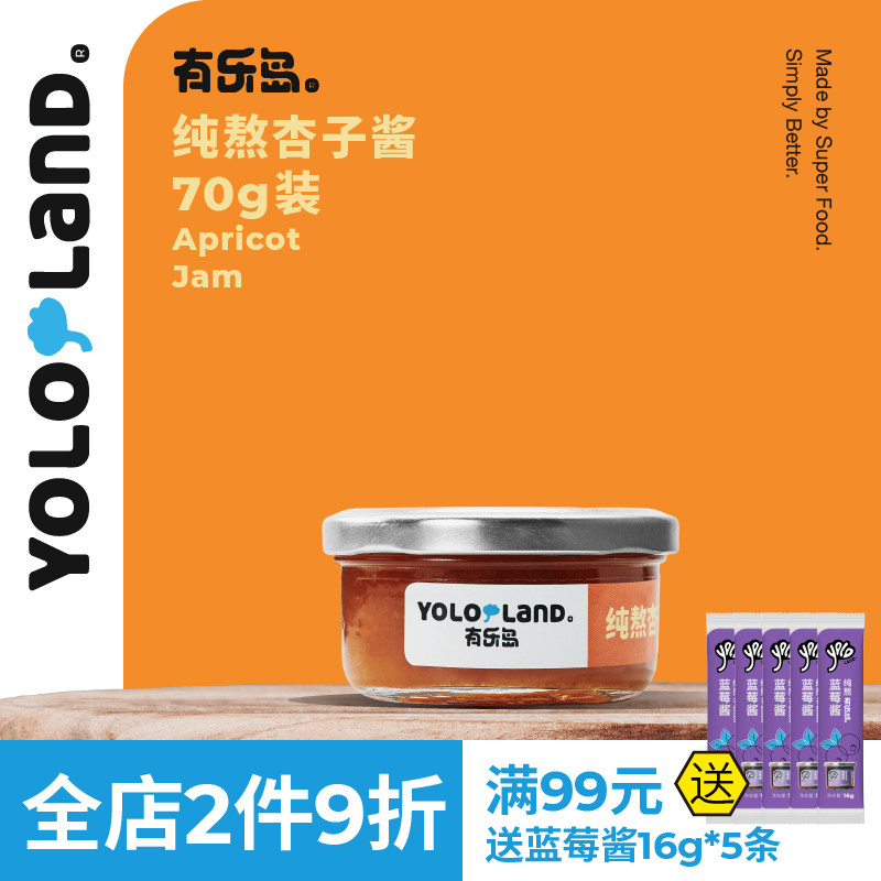 有乐岛/杏子酱70g 纯熬水果酱小罐装 无添加果胶白砂糖